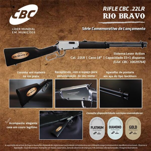 Rifle CBC Rio Bravo - Lever Action - 22 Lr 18'' (Edição Comemorativa) - Exclusiva